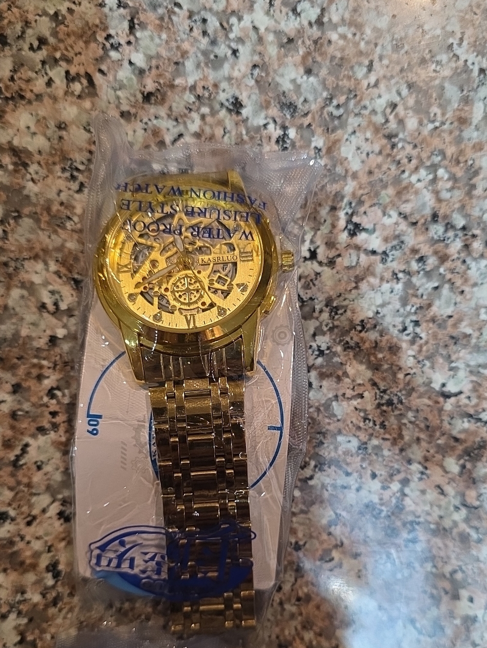 Men’s Gold Skeleton Mechanical Watch